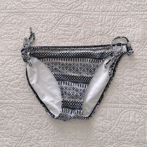 Victoria's Secret Black and White Geometric Tie-Side Bikini Bottoms